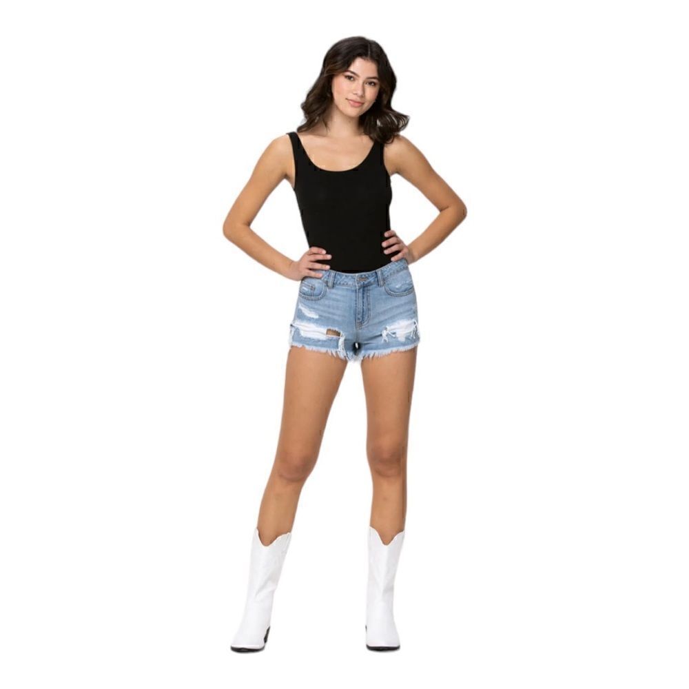 Cello High Rise Fray Hem Destroy Short